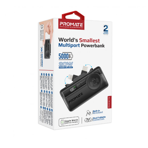Універсальна мобільна батарея Promate PowerUp-Trio 5000mAh 20W Black