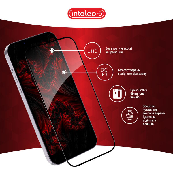 Захисне скло Intaleo Full Glue ESD для Apple iPhone 15 Pro Max Black (1283126577345)