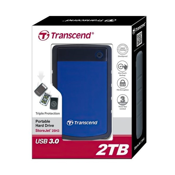 Зовнішній жорсткий диск 2.5" USB 2.0TB Transcend StoreJet (TS2TSJ25H3B)