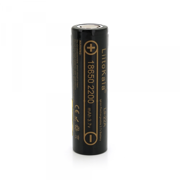 Акумулятор 18650 Li-Ion LiitoKala Lii-22A, 2200mah (2100-2300mah), 3.7V (2.75-4.2V), Black, PVC BOX Q2, цена за 1 шт