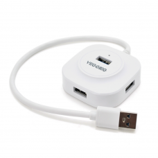 Хаб VEGGIEG V-U3403 USB 3.0 4 порти, 480Mbts, живлення від USB, White, 0,3m, Box