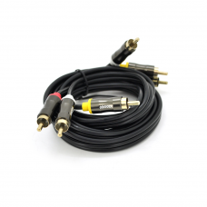 Кабель VEGGIEG AV303 Audio-Video 3хRCA (тато) => 3хRCA (тато), GOLD connector, круглий, Black, 3,0 м, Пакет