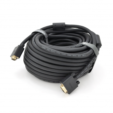 Кабель VEGGIEG VG-20 VGA 3 + 6, 20m, male to male (тато-тато), OD-8.0mm, 2 фериту, круглий Black, коннектор Gold, Box