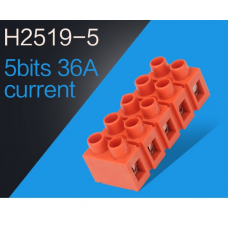 Клемний блок H2519-5P 36A/660V, матеріал мідь, переріз дроту 0.5-6мм2