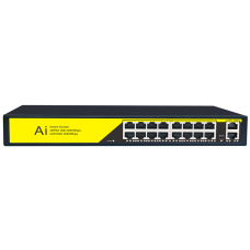 POE комутатор гігабітний Merlion 16 POE 10 / 100 / 1000 + 2 RJ45 10 / 100 / 1000 вбудований блок живлення 52V 4.8A