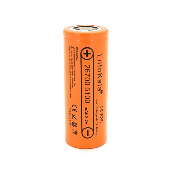 Акумулятор 26700 Li-Ion LiitoKala Lii-52S, 5000mAh (5100-5200mAh), 10A, 3.7V (2.75-4.2V), Orange, 2 шт в упаковці, ціна за 1 шт