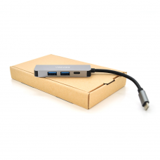 Хаб-конвертор VEGGIEG TC04 Type-C (тато) на Type-C (мама) + USB3.0 * 2 (мама) + HDMI (мама), 10 см, Silver, Box