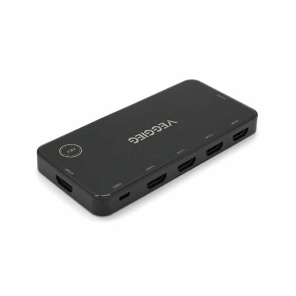 HDMI свіч VEGGIEG V-HD05 4k x 2k, 5 x 1 портів, з USB-кабелем і пультом дистанційного керування, Black, Blister