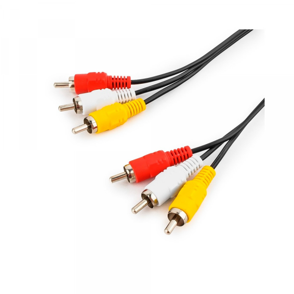 Кабель Audio-Video 3хRCA (тато) => 3хRCA (тато), GOLD connector, CU, круглий, Black, 1,5 м, (Пакет) Q500