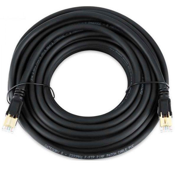 Патч-корд литий VEGGIEG, CCA, SSTP, RJ45, Cat.8, 25m, чорний