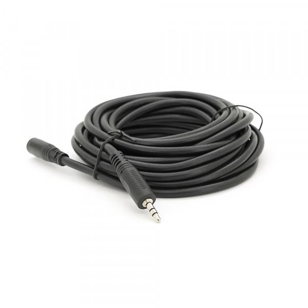 Подовжувач Audio DC3.5 тато-мама 5.0м, Premium GOLD Stereo Jack, (круглий) Black cable, Пакет Q200