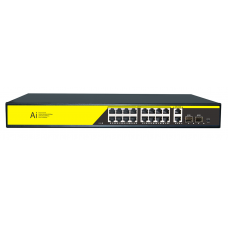 POE комутатор гігабітний Merlion 16 POE + 2 RJ45 + 2 SFP 10 / 100 / 1000 вбудований блок живлення 52V 4.8A