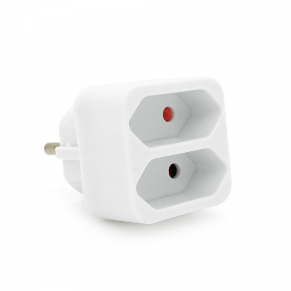 Розетка двійник без заземлення SQ-ZDB01/2, 2x2.5A(10A) 250V~Max, 1100W, White, 2Р, Q200