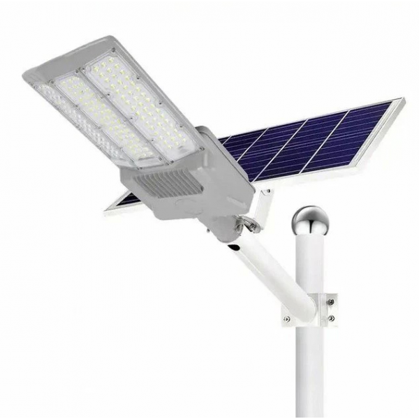 Вуличний ліхтар Vargo HYBRID Solar із сонячною батареєю+220V на стовп 3VPP, 1 режим, 200W, ip65, вбудований акумулятор 15000mah, White, Box