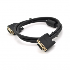 Кабель VEGGIEG VG-1 VGA 3 + 6, 1m, male to male (тато-тато), OD-6.5mm, 1 ферит, круглий Black, коннектор Gold, Пакет