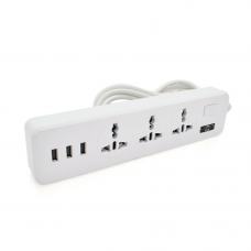 Мережевий фільтр ТВ-Т13, 3 розетки + 3 USB, 2 м, перетин 3х0,75мм, 2500W, White, Box