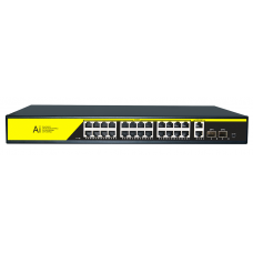 POE комутатор гігабітний Merlion 24 POE + 2 RJ45 + 2 SFP 10 / 100 / 1000 вбудований блок живлення 52V 6.15A