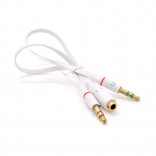 Спліттер Jack 3.5 (мама) 2 pin => 2 * Jack 3.5 (тато 2 pin, плоский, White Пакет