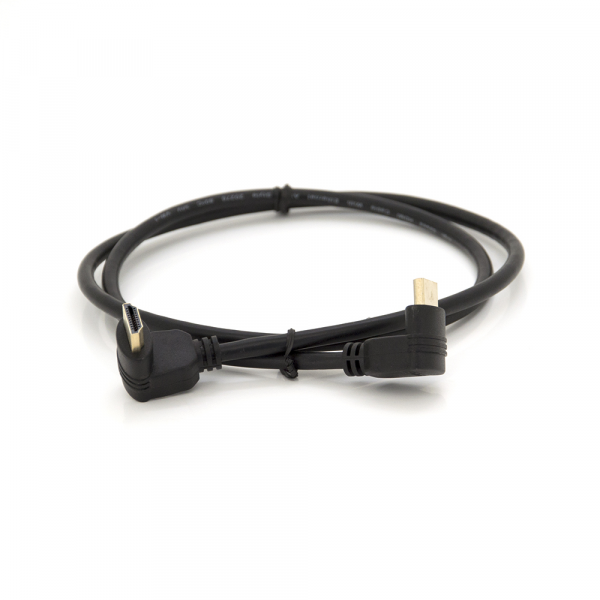 Кабель MerlionHDMI-HDMI 1.0m, v1.4, OD-7.5mm, круглий Black, коннектор Black 90 ° кутовий / 90 ° кутовий