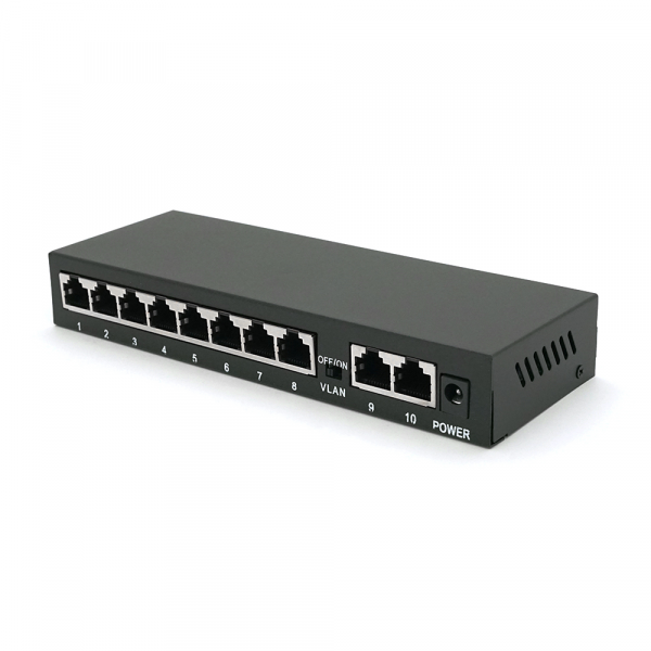 POE комутатор Merlion 8 POE 10/100 + 2 RJ45 10/100 зовнішній блок живлення 52V 1,85A