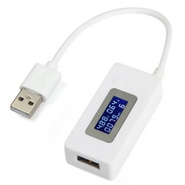 USB тестер KCX-017 напруги (3-7V) і струму (0-3A) ємності батарей для зарядки (0-19999mAh), White