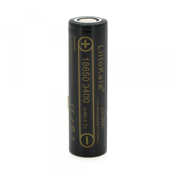 Акумулятор 18650 Li-Ion LiitoKala Lii-34A, 3400mAh (3250-3350mAh), 3.7V (2.75-4.2V), Black, , 2 шт в упаковці, ціна за 1 шт