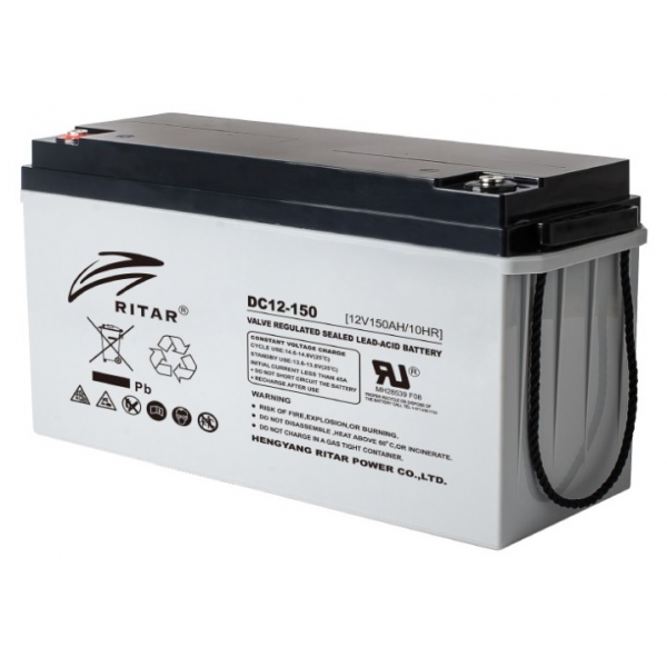 Акумуляторна батарея AGM RITAR DC12-150, Gray Case, 12V 150Ah (483х170х241), Q1/24