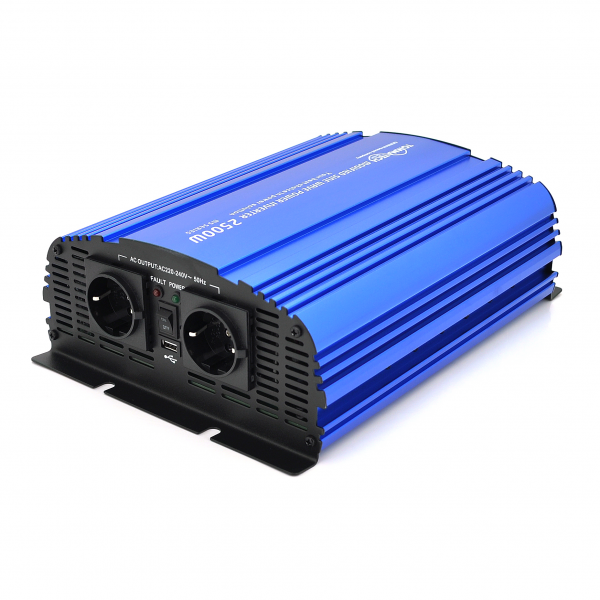 Інвертор напруги Tommatech MS-2500, 24V/220V, 2500W з апроксимованою синусоїдою, 2Shuko, USB, 2*клемні дроти, 10 запобіжників, Q2