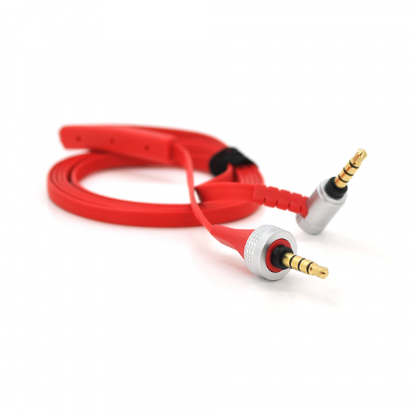 Кабель AUX Sony Audio DC3.5 тато-тато 1.0м, CCA Stereo Jack, (плоский) Red cable, OEM