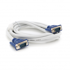 Кабель Merlion VGA 3 + 4 3m, male to male (тато-тато), 1 ферит, біло-синій, пакет Q100