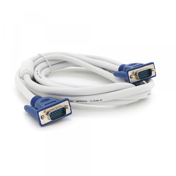 Кабель Merlion VGA 3 + 4 3m, male to male (тато-тато), 1 ферит, біло-синій, пакет Q100