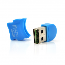 Кардрідер зовнішній USB 2.0, формат MicroSD, пластик, Blue, (Техпакет)