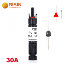 Конектор RISIN MC4, з діодом постійного струму, 30А,1000 В, 0.5mmΩ, вогнестійкість UL94-VO,IP67, -40℃-+90℃, Black