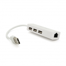 Контролер USB 2.0 до Ethernet VEGGIEG - Сетевой адаптер 100 / 1000Mbps з проводом RTL-8152B + FE2.2S + 3 порта USB2.0, White, Metal, Blister-Box