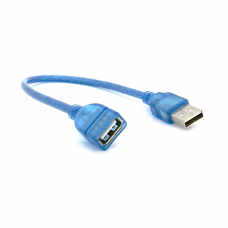Подовжувач USB 2.0 AM / AF, 0.3m, прозорий синій Q500