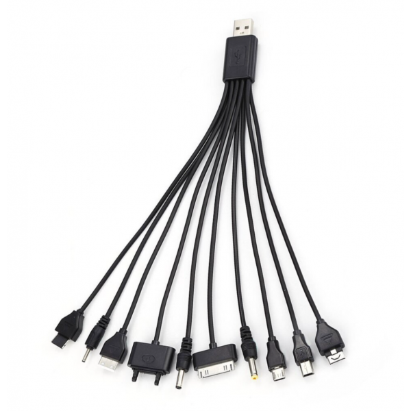 USB кабель із перехідниками 10 в 1, 0,2м, Black, ОЕМ Q500
