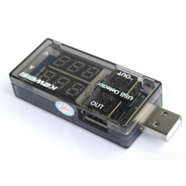 USB тестер Keweisi KWS-V21 напруги (3-8V) та струму (0-3A), Black