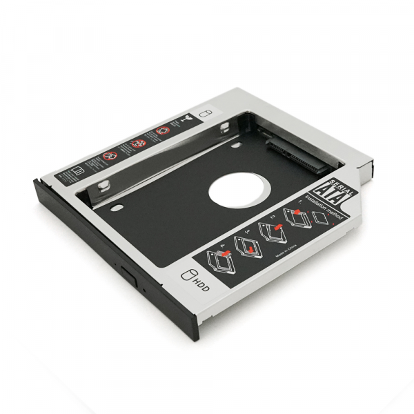 Адаптер підключення HDD 2.5'' 12.7 mm у відсік привода ноутбука SATA/mSATA (HDC-25), корпус aluminum, Blister, Q100