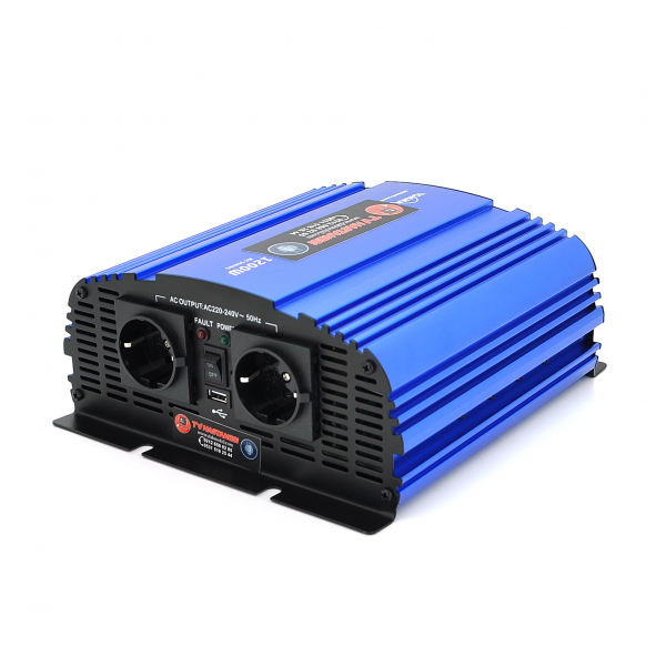 Інвертор напруги Tommatech MS-1200, 24V/220V, 1200W з апроксимованою синусоїдою, 2Shuko, USB, клемні дроти, 2 запобіжники, Q4