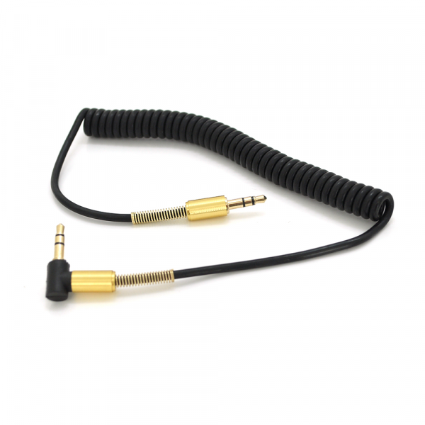 Кабель VEGGIEG AWS-2 AUX Audio DC3.5 тато-тато 1.0м, GOLD Stereo Jack, (круглий) Black cable, Пакет