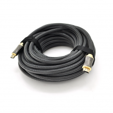 Кабель VEGGIEG HX-20 HDMI-HDMI 2K * 4K, 20.0m, v2,0, OD-9.5mm, круглий, обплетення, Black, коннектор Black-Gold, Box