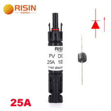 Конектор RISIN MC4, з діодом постійного струму, 25А,1000 В, 0.5mmΩ, вогнестійкість UL94-VO,IP67, -40℃-+90℃, Black