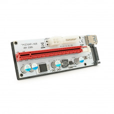 Плата PCE164P-N09 (V008S-Plus) Riser PCI-EX, x1=>x16, USB 3.0, DC12V(Molex&PCI-E / 6pin), SATA / 15pin, конденсатори 270, VER008S,Пакет