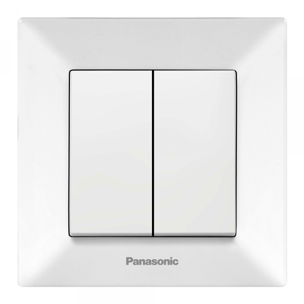 Вимикач Panasonic Arkedia Slim двоклавішний, білий