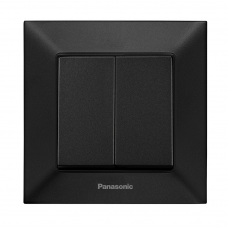 Вимикач Panasonic Arkedia Slim двоклавішний, швидкий монтаж, чорний