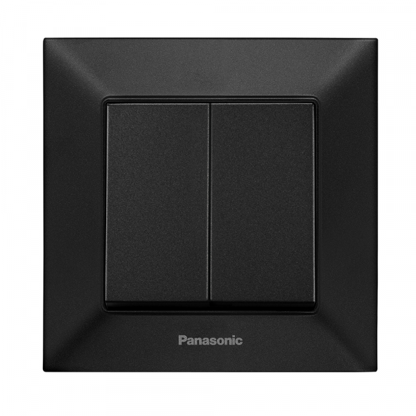 Вимикач Panasonic Arkedia Slim двоклавішний, швидкий монтаж, чорний