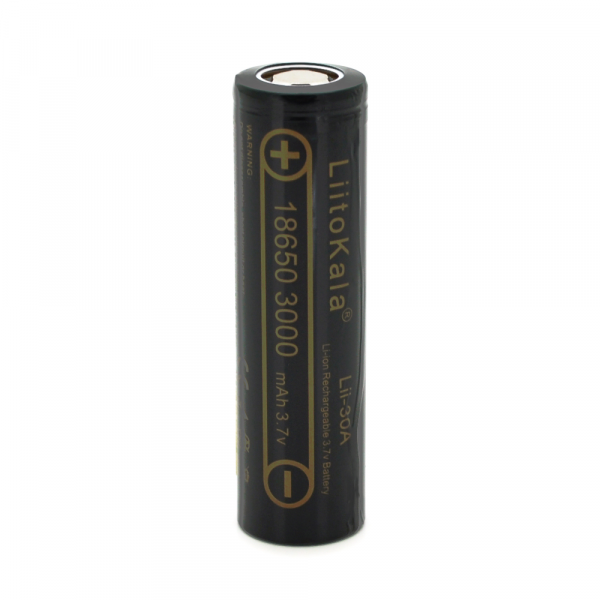 Акумулятор 18650 Li-Ion LiitoKala Lii-30A, 3000mah (2850-3250mah), 30A, 3.7V (2.75-4.2V), Black, PVC BOX Q2, цiна за 1 шт