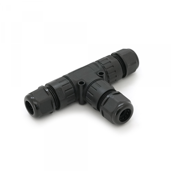 Кабельний T-розгалужувач EW-P20T-3P, під кабель 5-9 мм, 16A, 450V, Black