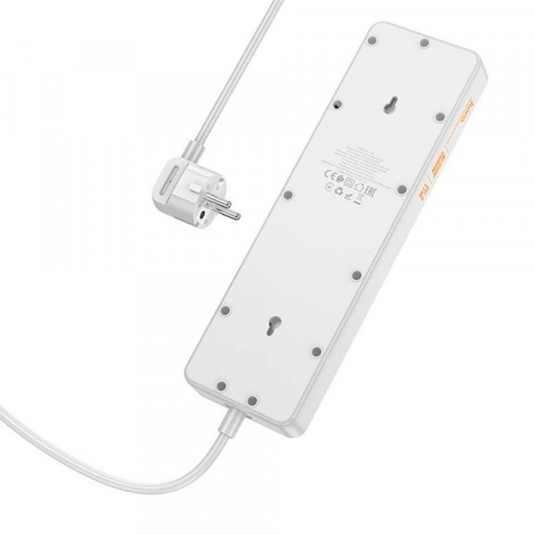Мережевий фільтр HOCO AC13A на 5 розеток + 3 USB + USB-C, 17W, 220В, кабель 1,5м, White, Box