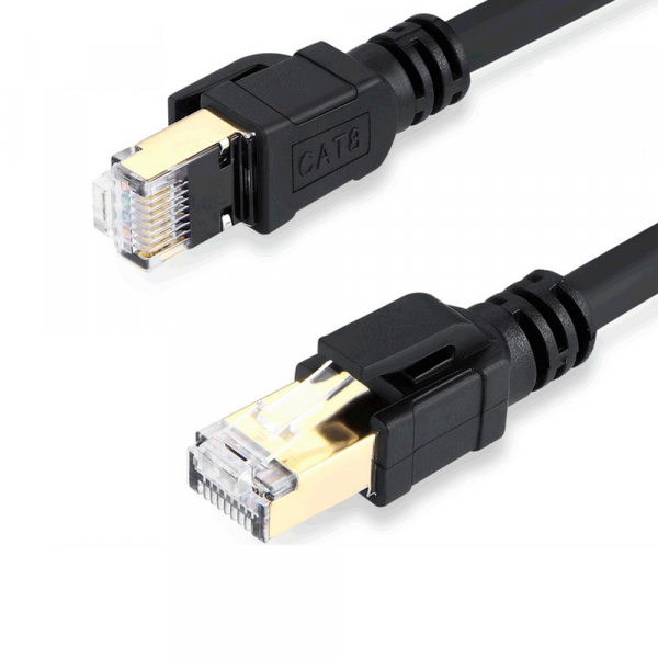 Патч-корд литий VEGGIEG, CCA, SSTP, RJ45, Cat.8, 0,5m, чорний